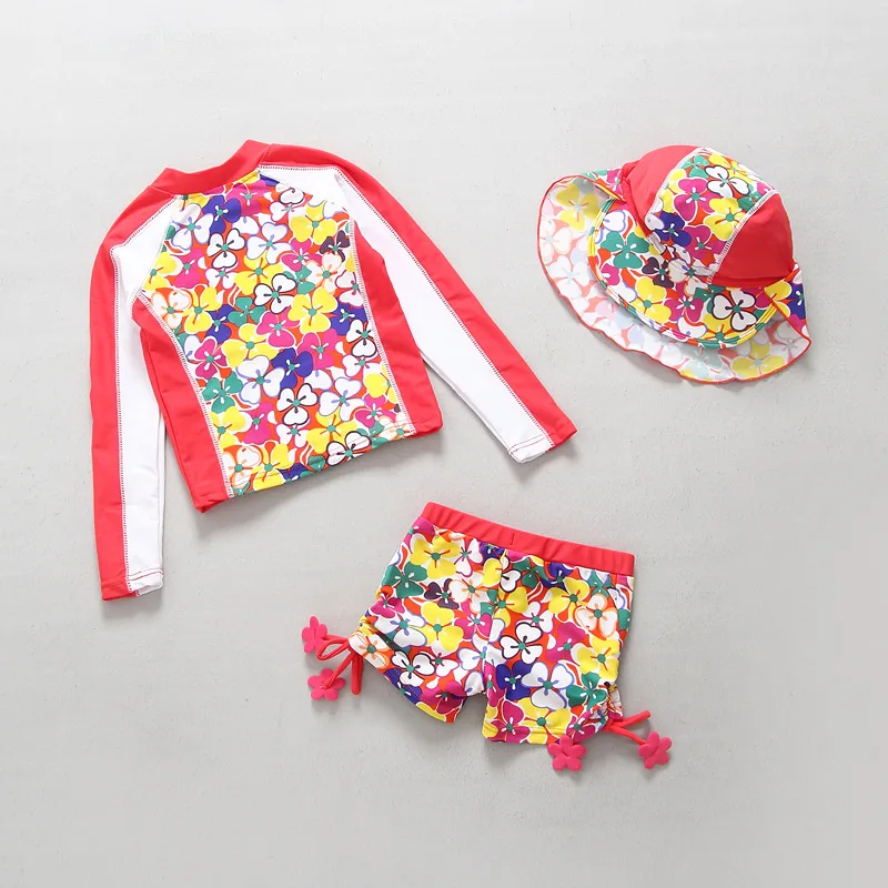 Buy Now Girls Swimsuits UPF30+ Sun Protection Long Sleeve Zipper Floral