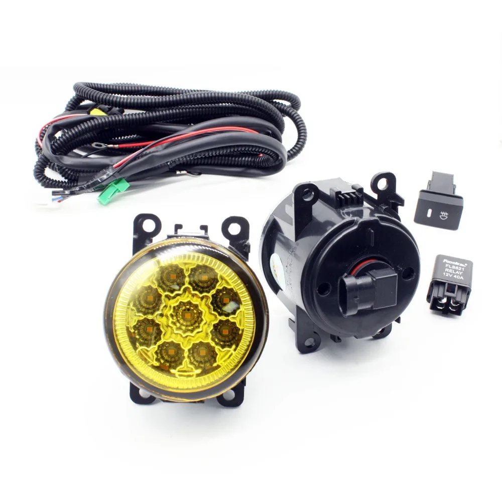 

H11 Wiring Harness Sockets Wire Connector Switch + 2 Fog Lights DRL Front Bumper LED Lamp Yellow For Renault LOGAN Saloon LS