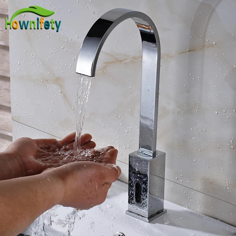 

Chrome Bathroom Sense Faucet Automatic Hand Touch Tap Hot Cold Mixer Battery Power Mixer Tap