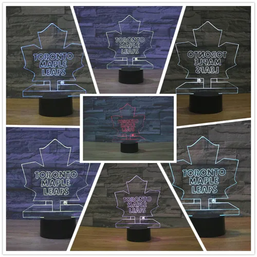 Newly Arrived Fashion NHL Ice Hockey Leafs LED Neon Light Sign 7colors changing Night Light Illusion