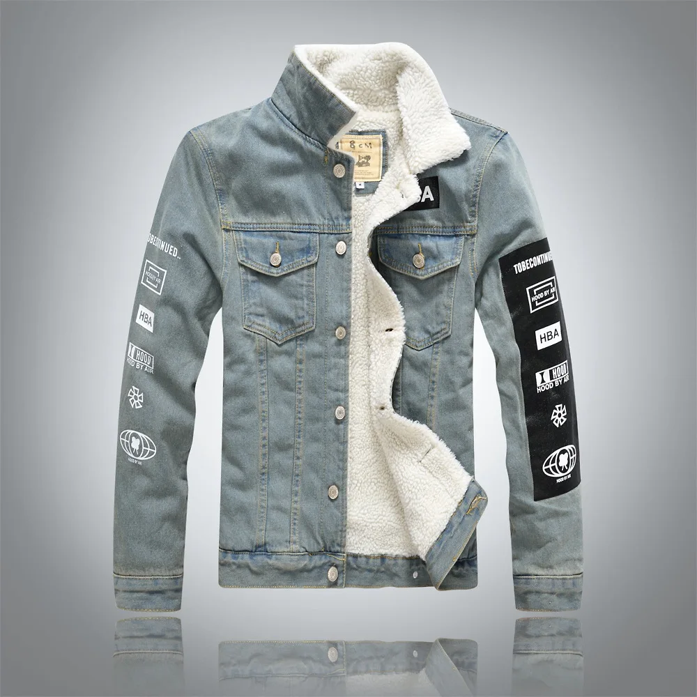 Luxury Man Casual Slim Fit Denim Jeans Men Winter Denim Jacket Men