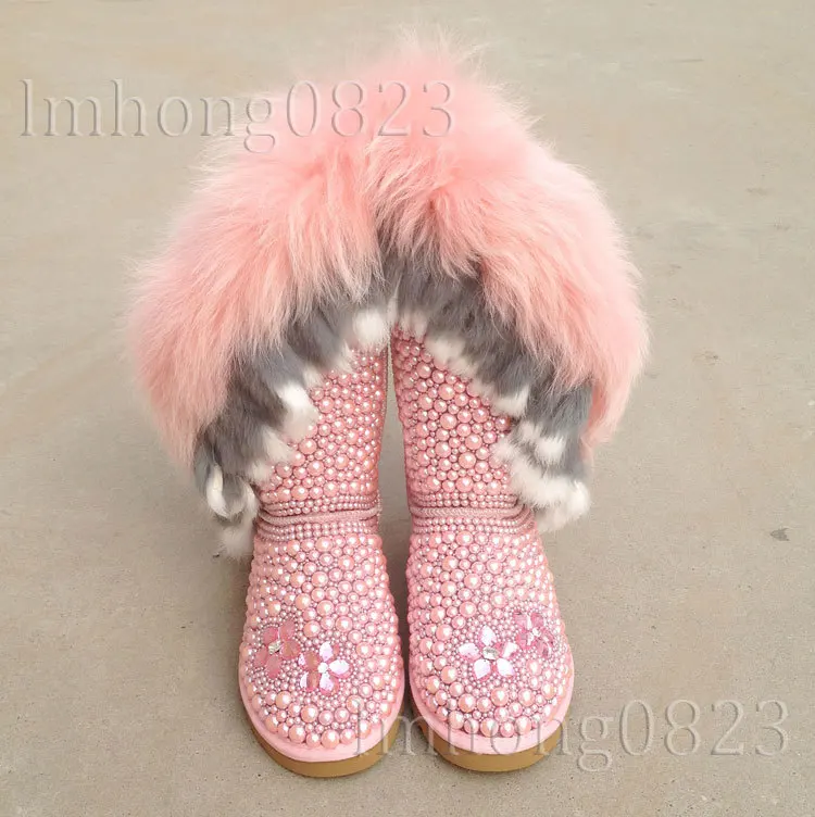 pink fur boots womens