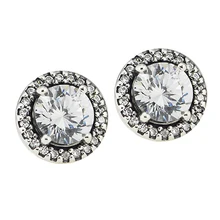 Серьги классические элегантные серьги-гвоздики с прозрачными CZ 925 серебряные серьги гвоздики для женщин kolczyki aretes de mujer