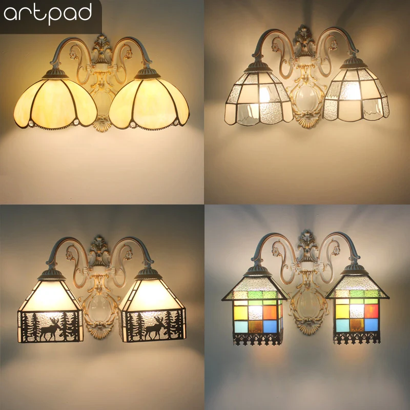 

Mediterranean Decoration Bedside Wall lamp Lights Black White E27 LED Bathroom Wall Mounted Mirror Front Lamp Shower Make up