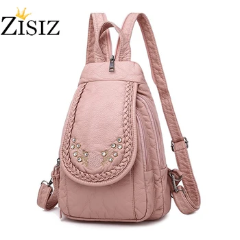 

Flower rivet cat bag bagpack soft leather bag women's casual bag shoulder multifunction bag women's 2019 girls backpack travel