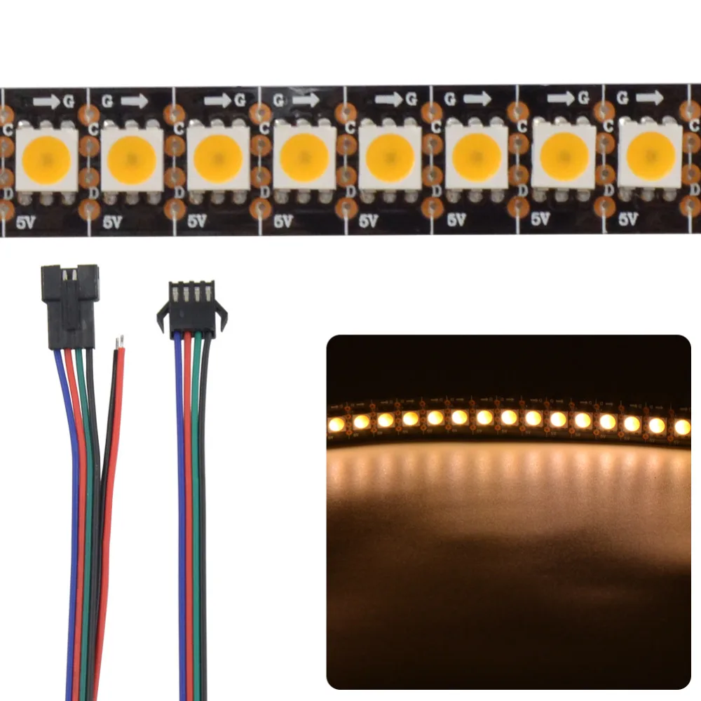 

Mokungit Addressable 1m 144LEDs/m 5V APA102-C Warm Cool White 3000K-6500K led pixel strip 5050 144 pixels/M WHITE Black PCB
