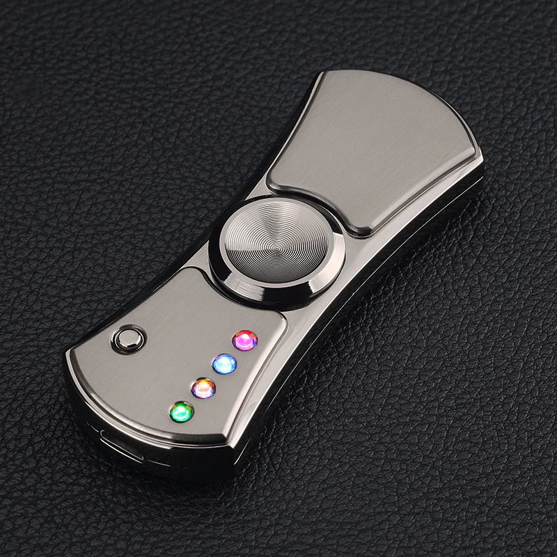 

Black Cigarette Lighter LED Flash Light USB Charging Hand Spinner with Gift Box