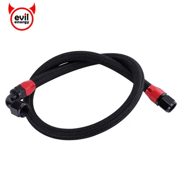 

evil energy AN10 Braided Oil Fuel Hose Line Kits 1 Meter Black Hose Line With Installed 0+90degerr AN10 Swivel Hose End Fitting