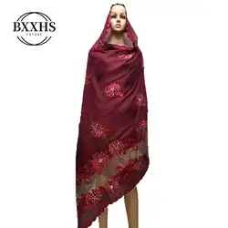 Хороший дизайн Африканский мусульманский женский шарф вышивка хлопок большие шарфы для молитвы платок шали LH005