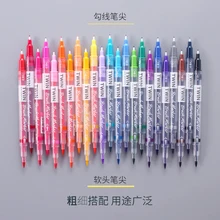 Цветная двуглавая маркерная ручка детская рисованная ручная роспись художественная ручка-закладка 24 цвета s/лот