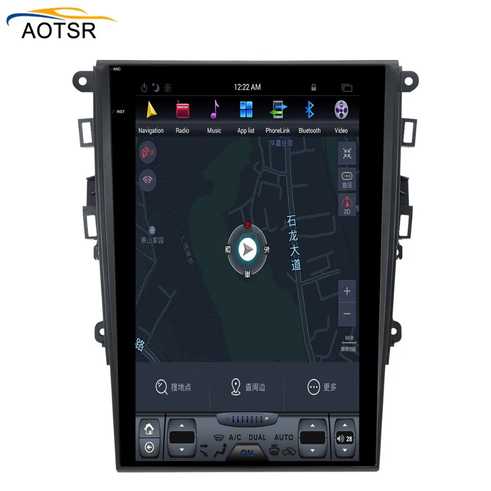 Top Tesla style Android 6.0 Car GPS Navigation FOR Ford Mondeo Fusion MK5 2017 2018 2019 car radio stereo BT no dvd player head unit 3