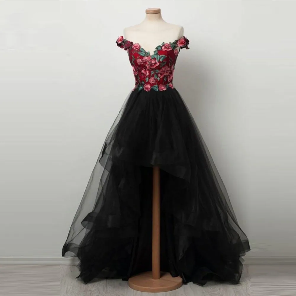 Avondjurk Vestido de noche Длинные вечерние платья с v-образным вырезом robe de soiree Hochzeitskleid аппликация Hi низкие вечерние платья черного цвета