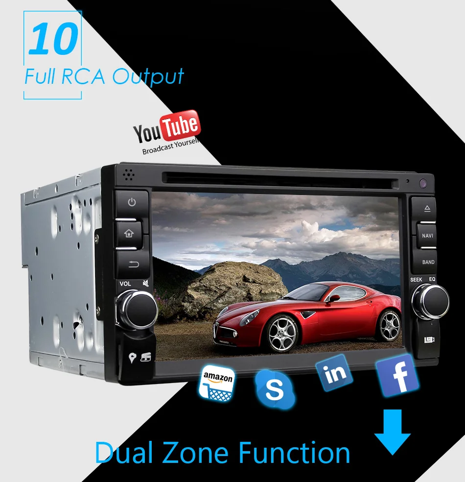 Best Eunavi Quad Cord 2 Din Android 9.0 Car DVD GPS Stereo Radio Player 2 din universal car DVD WIFI BT PX30 A53 2g RAM 15