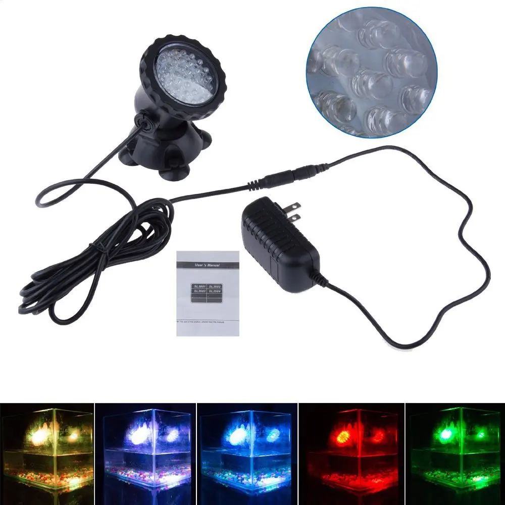 36 светодиодов RGB водонепроницаемый IP68 фонтан лампа для бассейна 3 5 Вт аквариумный