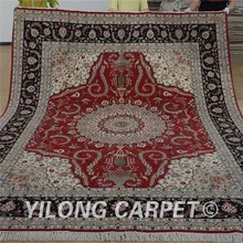Yilong 8'x10' под старину Тебриз шерсти ковер бежевый Изысканный восточный Ручная работа; вязаное; шерстяное персидский ковер(1322