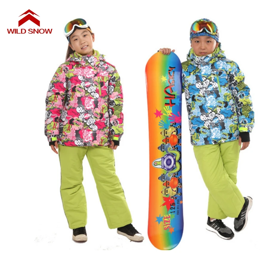 Wild Snow Boys Girls Ski Sets Winter Waterproof Windproof Kids Ski