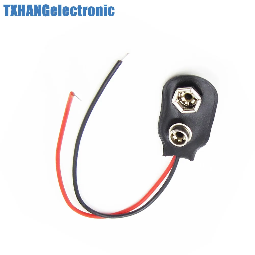 10Pcs Snap on 9V Battery Holder Clip Contor Hard Shell 10CM Cable Lead