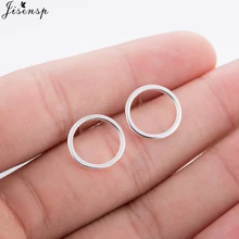 Jisensp модные геометрические треугольные круглые квадратные серьги-гвоздики 925 Серебряные украшения для женщин серьги день рождения свадебный подарок Brincos