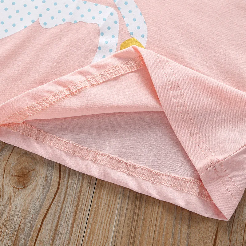 INS Girls Cute Pony Long Style T-Shirt Dress Cotton Short Sleeve Summer Children's Dresses01