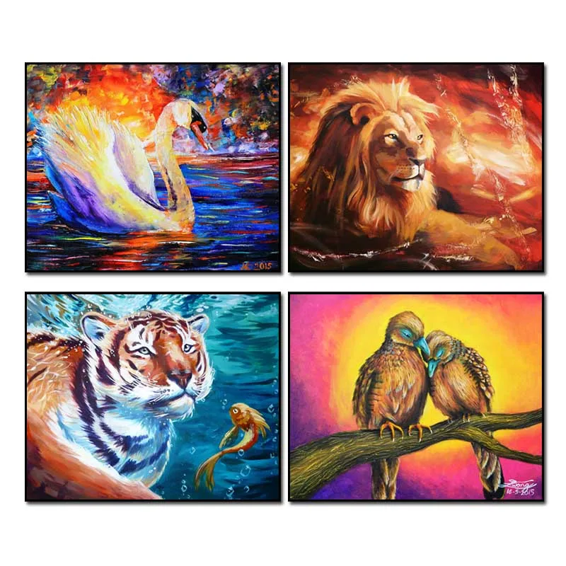 

Swan lions and tigers Diy Diamond Painting Cross Stitch Square Diamond Embroidery Home Christmas Decoration Diamond Mosaic