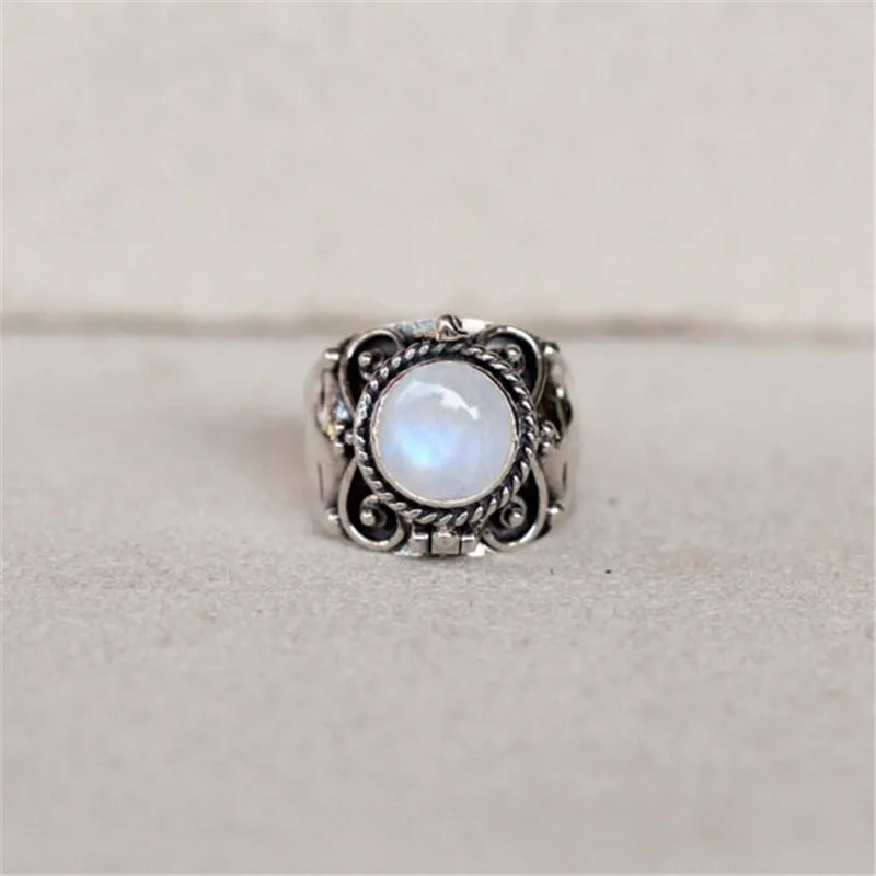 

MDNEN NEW Bohemia Rainbow Moonstone Ring Women Ring For Women Wedding/Engagment/Party/Birthday Gift jewelry Ring
