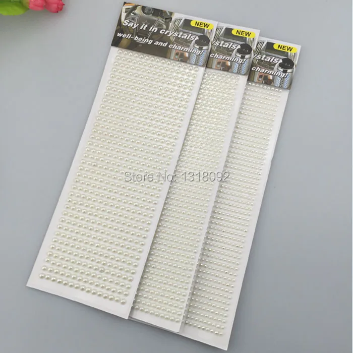 

50Sheet/Lots (4mm,1012Units/Sheet ; 5mm,792units ; 6mm,540units) Quality Cream Beaded Simulated Plearls Sticker For Hair Decor