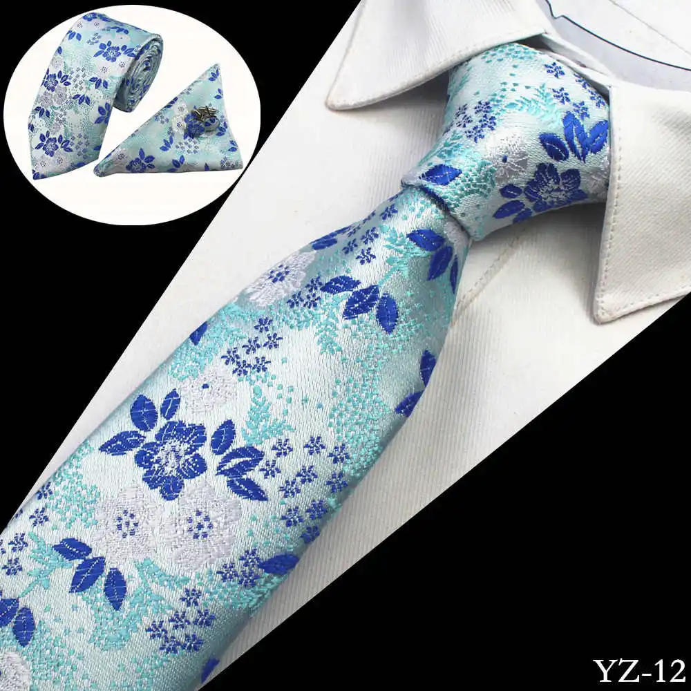 Новые шелковые мужские галстуки набор галстуков для мужчин галстук для костюма носовой платок запонки Gravatas галстуки для мужчин свадебные