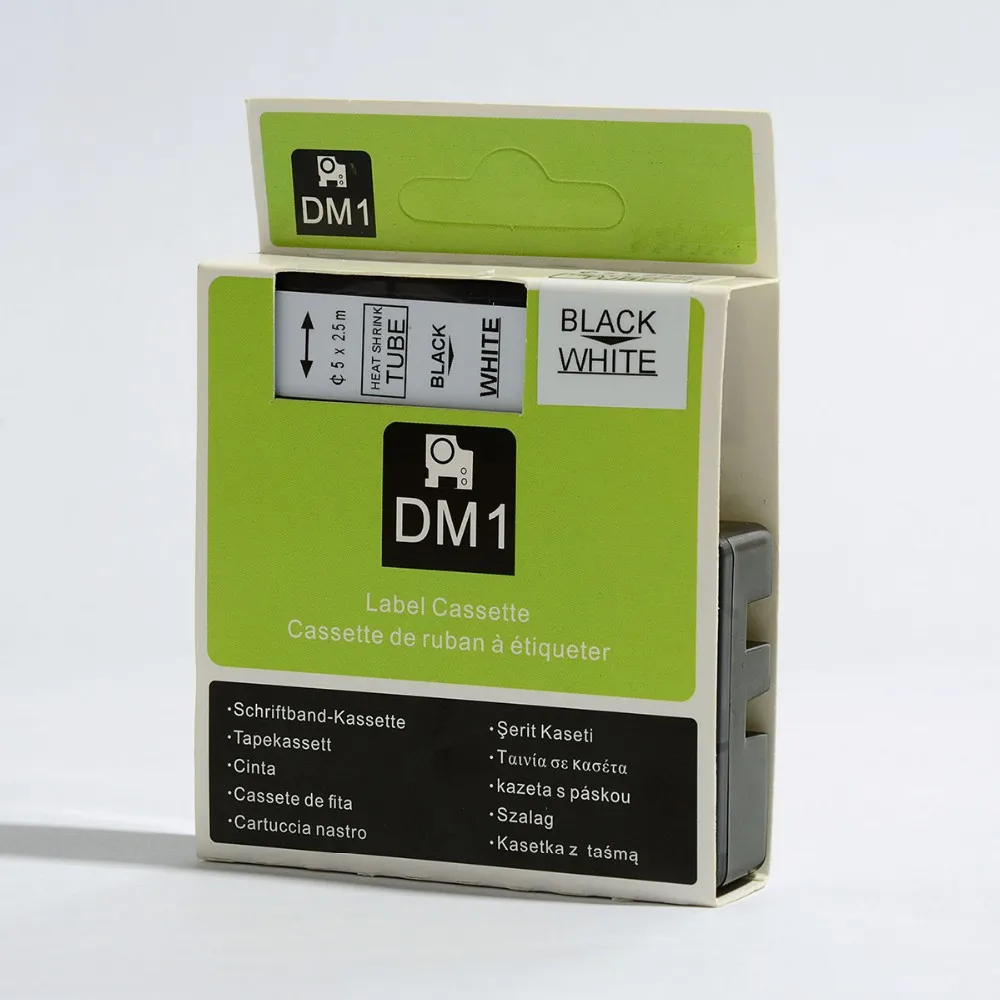 Gratis verzending 10 stks/partij 9mm * 2.5 m compatibel Dymo Rhino zwart op wit Krimpkous Buizen 3/8\ RS5W 32934543281 18053