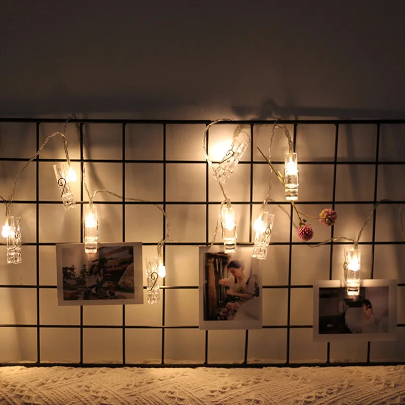 

EU US plug 4M 20led Card Photo Clip String Christmas String Light Courtyard Garden Home Party Photo wall decoration
