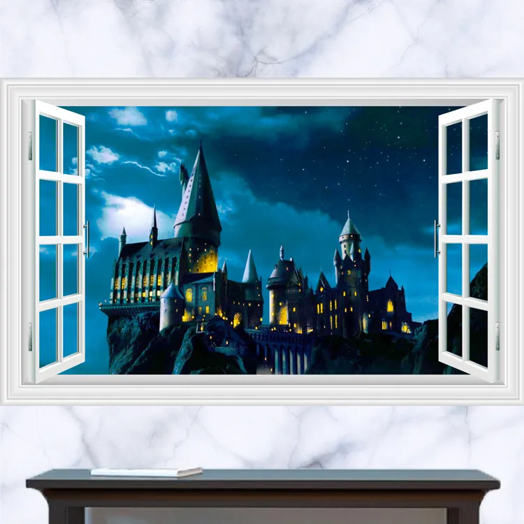 

Large 3D window Wall Stickers School of Magic Castle Decal Decor 245