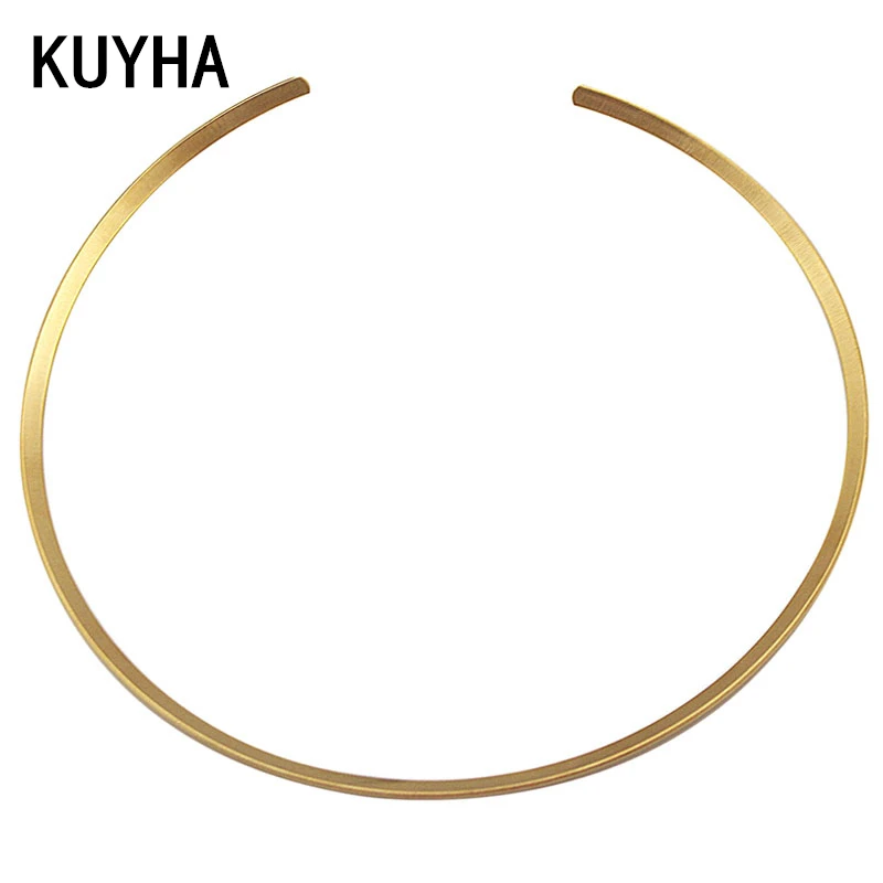 

Carved gold Torques Choker Metal Texture Simple Shape Collar Necklace (Narrow Version) Torques Chain Statement Necklace Jewelry