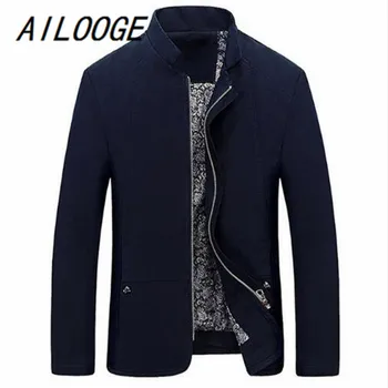 

AILOOGE 2017 New Free Shipping Spring Autumn Men's Jacket Casual Slim Fit Solid Color Coat Zipper Stand Collar Outwear HZ220