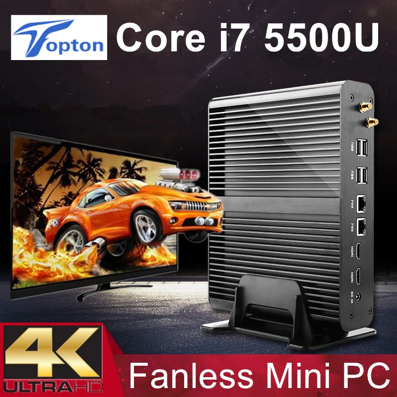 [5Gen Broadwell CPU] Win10 Mini pc i7 Barebone Intel Nuc Безвентиляторный Компьютер Core 5557U Graphics Iris 6100 4K HD