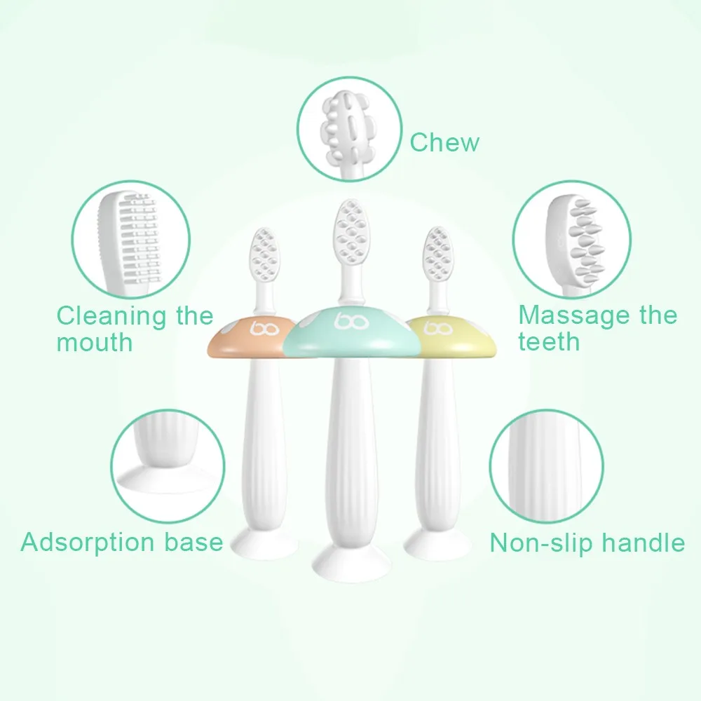 Mambo Baby Toothbrush Kids Training Toothbrush Silicone Child Safe Baby Tongue Cleaner Teether Teething Brush Dental Care