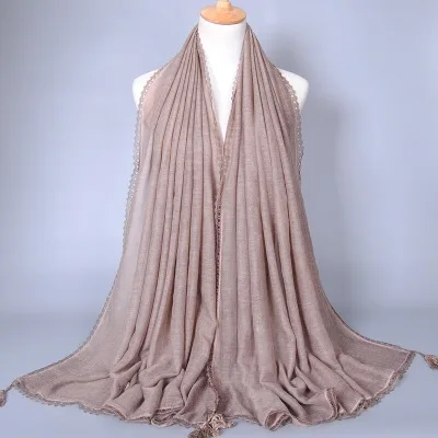 Длинная кисточка, цветной хиджаб, Женский мусульманский головной платок, осенне-зимний шарф, большой размер, шаль, обертывания