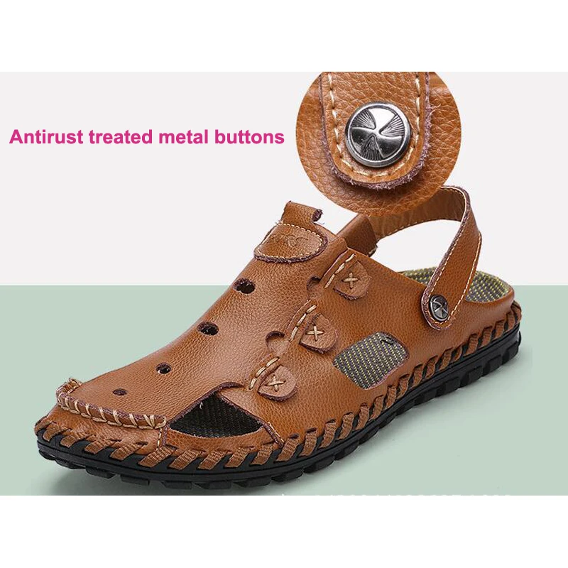 YIGER New Men Sandals Genuine Leather Man Slippers Hole shoes Men Leisure Beach Sandals and Slippers 0081