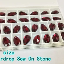 Сиам цвет слеза для вязания кнопки Стразы с серебристым креплением стекло камень 2 отверстия. 7x12 мм 11x18 мм 13x22 мм 16x25 мм 17x28 мм 22x38 мм