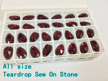 

Siam Color Teardrop sew on buttons Silver base crystal glass stone 2holes.7x12mm 11x18mm 13x22mm 16x25mm 17x28mm 22x38mm