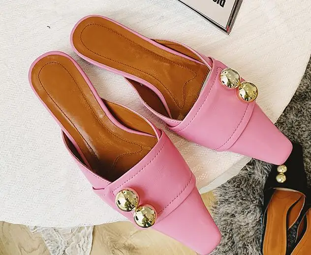 

Hot Woman Flats Brand Designer Square Toe Women Shoes Spring Autumn Slipper Woman Zapatillas Mujer Slip On Mules Shoes Women