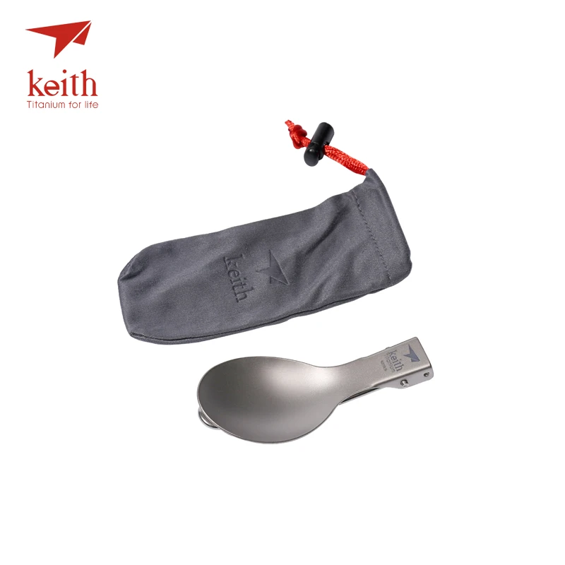 Conjuntos com Flanela Acampamento ao ar Conjunto de Talheres 3 em 1 Keith Titanium Dobrável Colher Garfo Spork Talheres Bolsas Livre 3 Peças 9 High Quality Esporte e Lazer