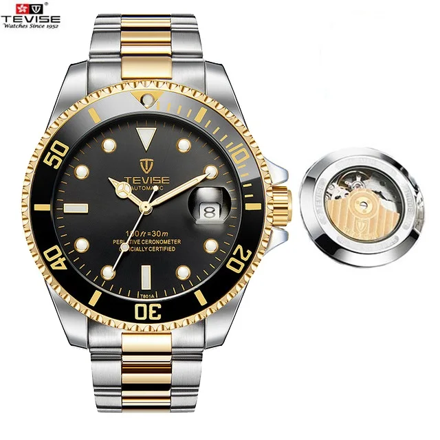 

Hot Tevise Men Mechanical Watch Automatic Date Fashion luxury Clock Male Role Business Clock Relogio Masculino t801