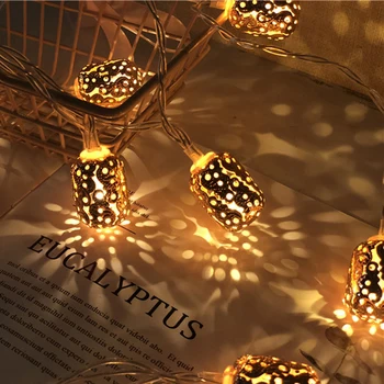 

20Led Fairy Vintage Hollow Carving Oval Ball Battery String Light Luminaria 3m LED Decor For Christmas Garland Wedding gerlyanda