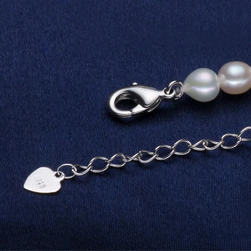 ASHIQI Новое поступление настоящий белый натуральный пресноводный жемчуг ожерелье для женщин 925 пробы серебряная застежка ювелирные изделия