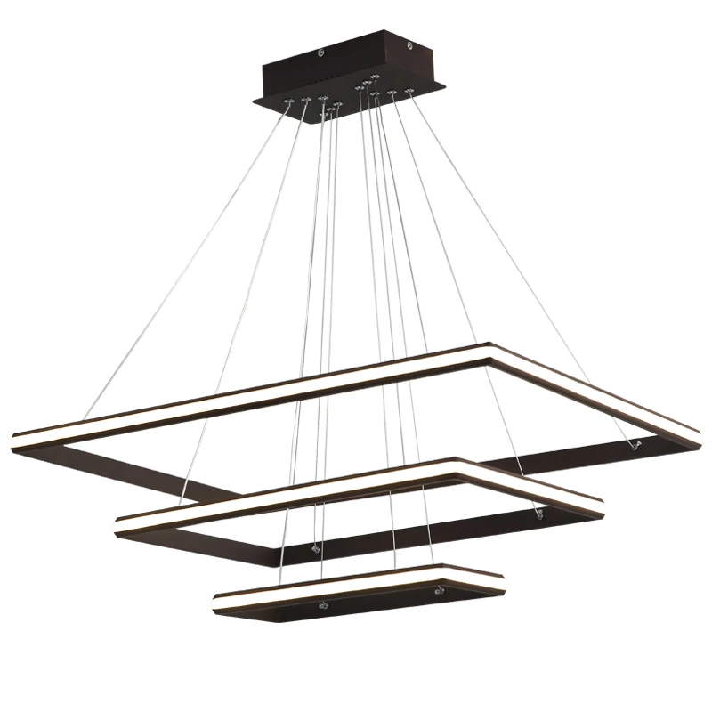 

Brown Modern 3 square rings LED Pendant Lights For Living Room Dining room light Pendant Lamp Hanging Ceiling luminaire LED Lamp