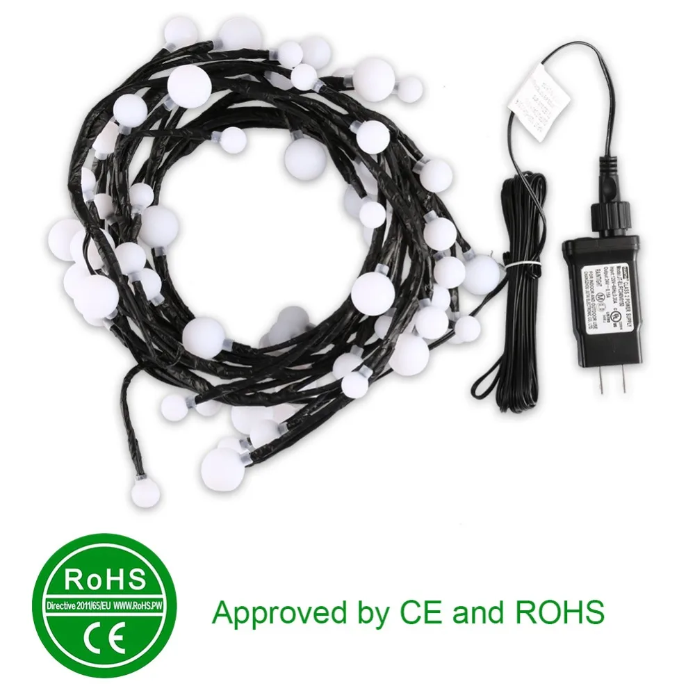 

LEDGLE Black String Lights Flexible Patio Lights Ball Fairy Lights 8 Lighting Modes Memory Function 9.2ft