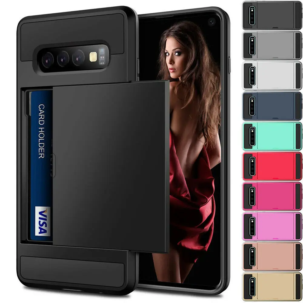 

For Samsung Galaxy S10 Plus S10E S9 S8 Plus Case Cover Slim Glide Card Holder Wallet With Card Pocket Phone Case For Note 8 9