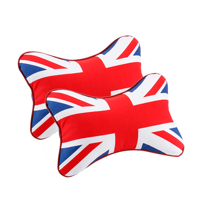 

2pcs Union Jack Polyester Neck Headrest Pillow For MINI COOPER S Clubman Countryman R55 R56 R57 R60 R61 F55 F56