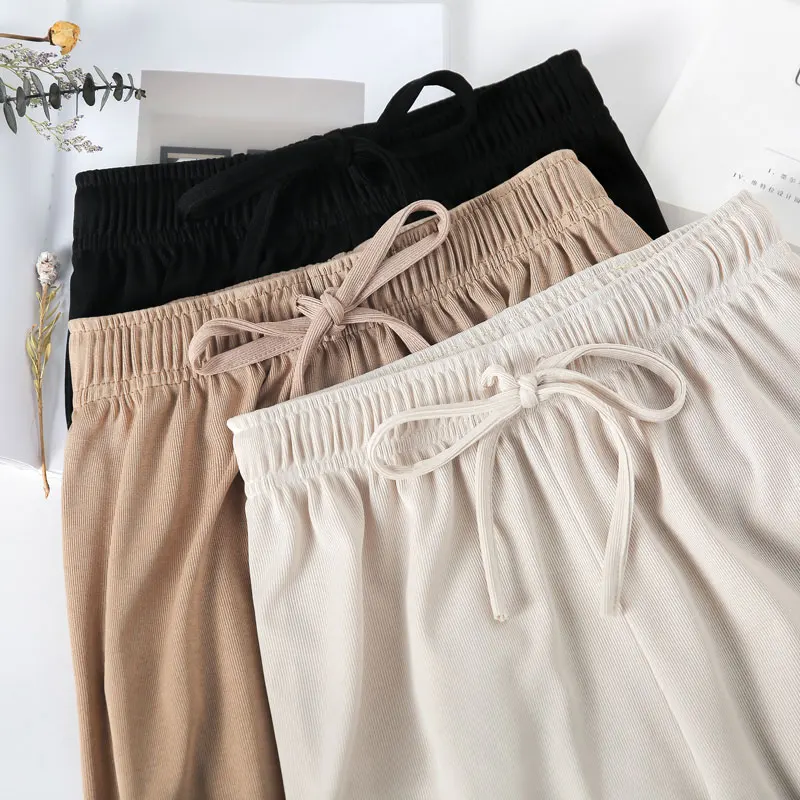 Новые летние модные тонкий лед шелк Kintted брюки Для женщин Элегантный Drawstring лук
