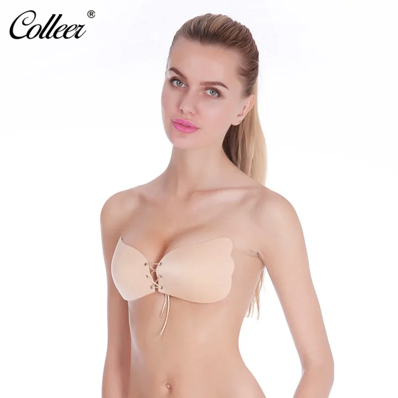 COLLEER Sexy Push Up Bra Silicone Lace Up Bralette Big Size BH soutien gorge Invisible Strapless Bras for Women soutien gorge 12