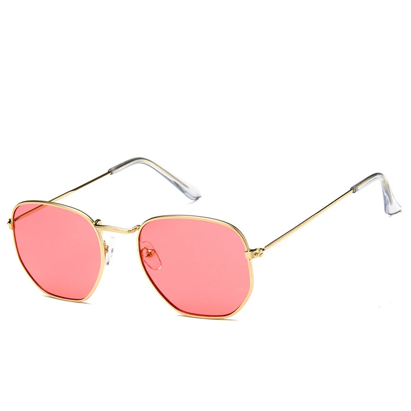 Xinfeite солнцезащитные очки Новая мода Полигональная металлическая оправа UV400 Солнцезащитные очки, прозрачные линзы обычные очки для мужчин и женщин X248 - Цвет линз: 2